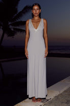 Sybilla Low V-Neck Maxi Dress in Ash by Runaway The Label | Winsome Girl Fashion