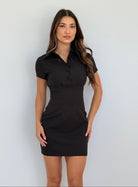 Seema Collared Mini Dress in Black