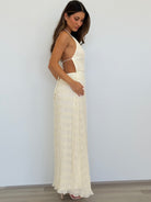 Soleil Halter Maxi Dress in Cream | Winsome Girl Fashion