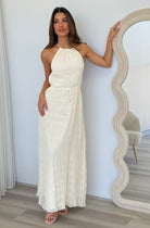Soleil Halter Maxi Dress in Cream | Winsome Girl Fashion