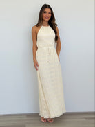 Soleil Halter Maxi Dress in Cream