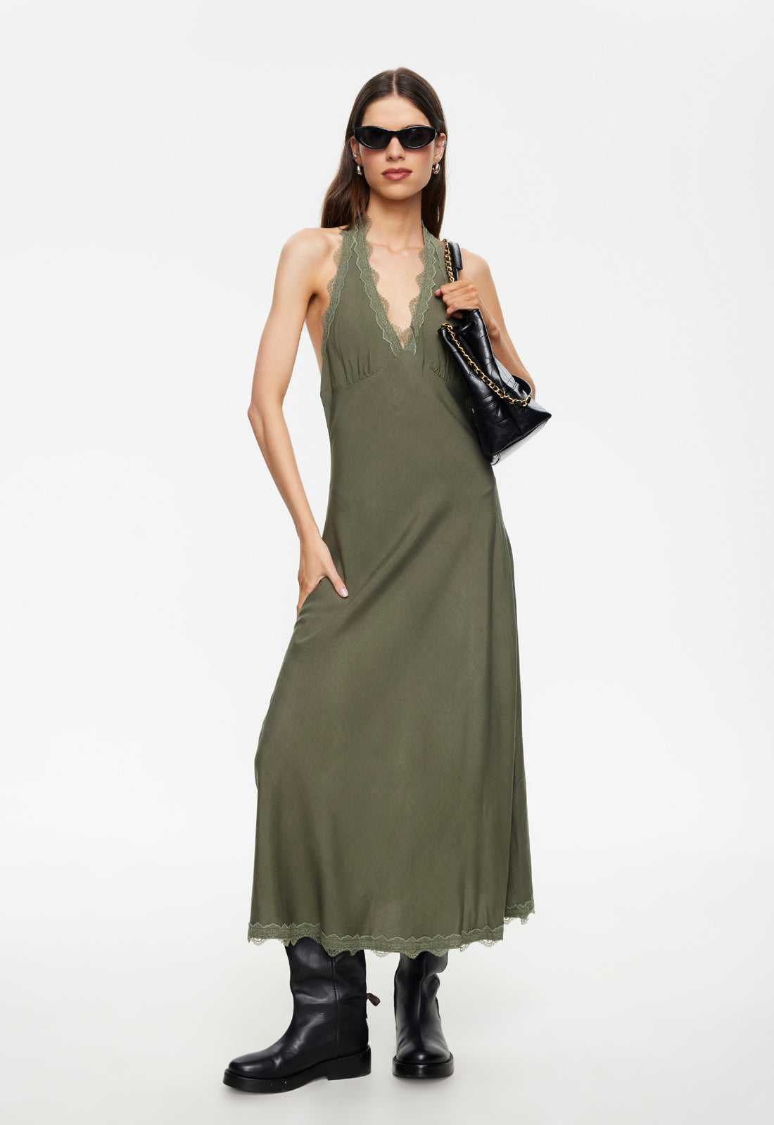 Stars Align Midi Dress in Khaki by Lioness | Winsome Girl