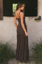 Runaway The Label - Tahlia Square Neck Maxi Dress in Bitter Chocolate