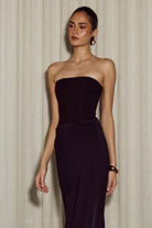 Taleah Strapless Maxi Dress in Black Side View | Winsome Girl Fashion