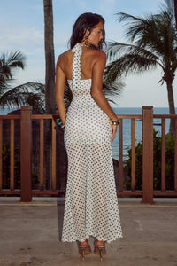 Runaway The Label - Tallula Maxi Dress in White Polka