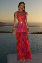 Runaway The Label - Tulia Low Back Maxi Dress in Suri Orange