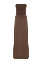 Taleah Strapless Corset Maxi Dress in Espresso