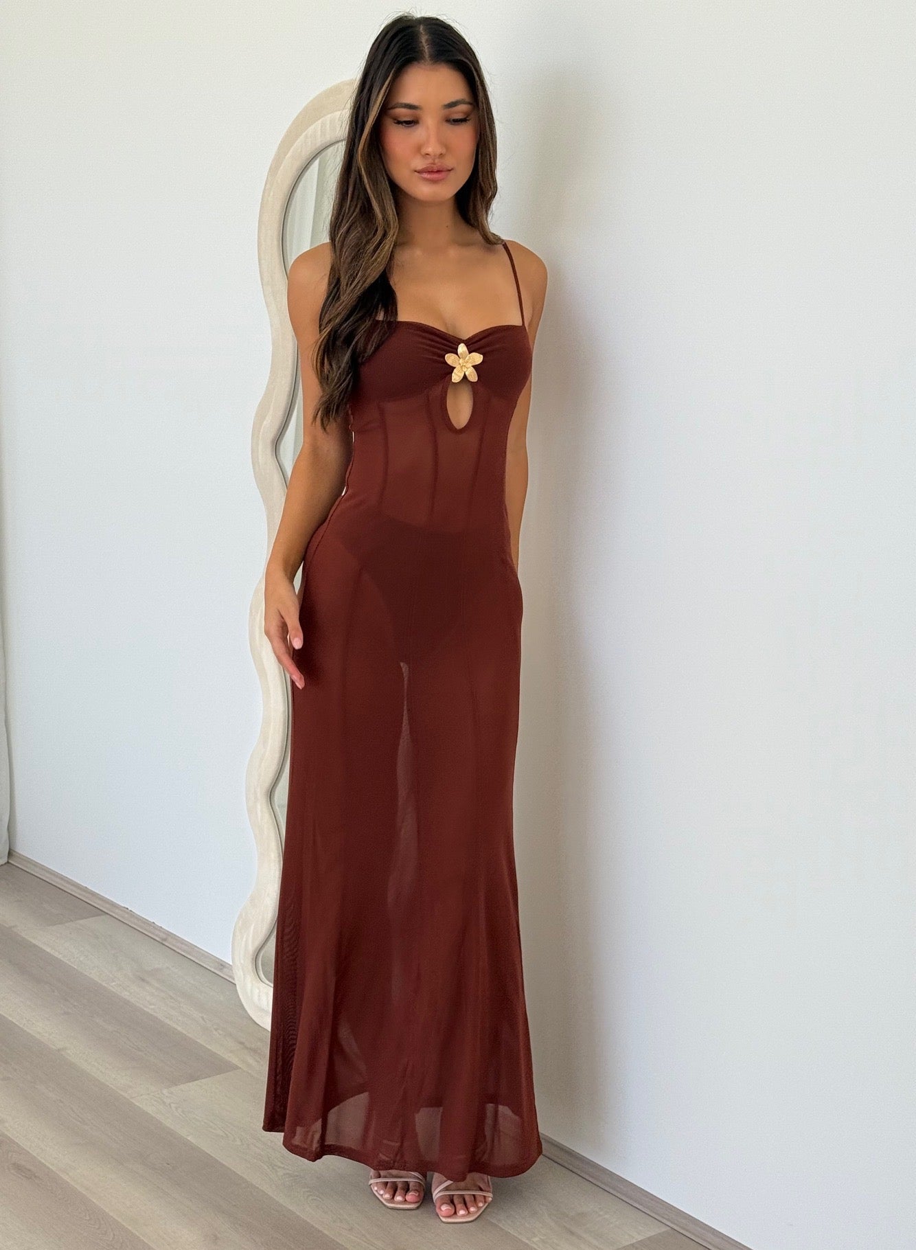 Tisha Maxi Dress in Espresso