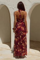 Valletta Deep-v Halter Top in Eliana Red