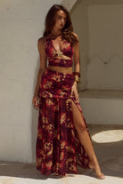 Valletta Deep-v Halter Top in Eliana Red