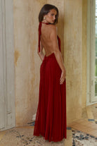 Vanessa High Neck Maxi Dress in Cherry