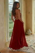 Vanessa High Neck Maxi Dress in Cherry