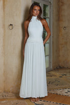 Vanessa High Neck Maxi Dress in White