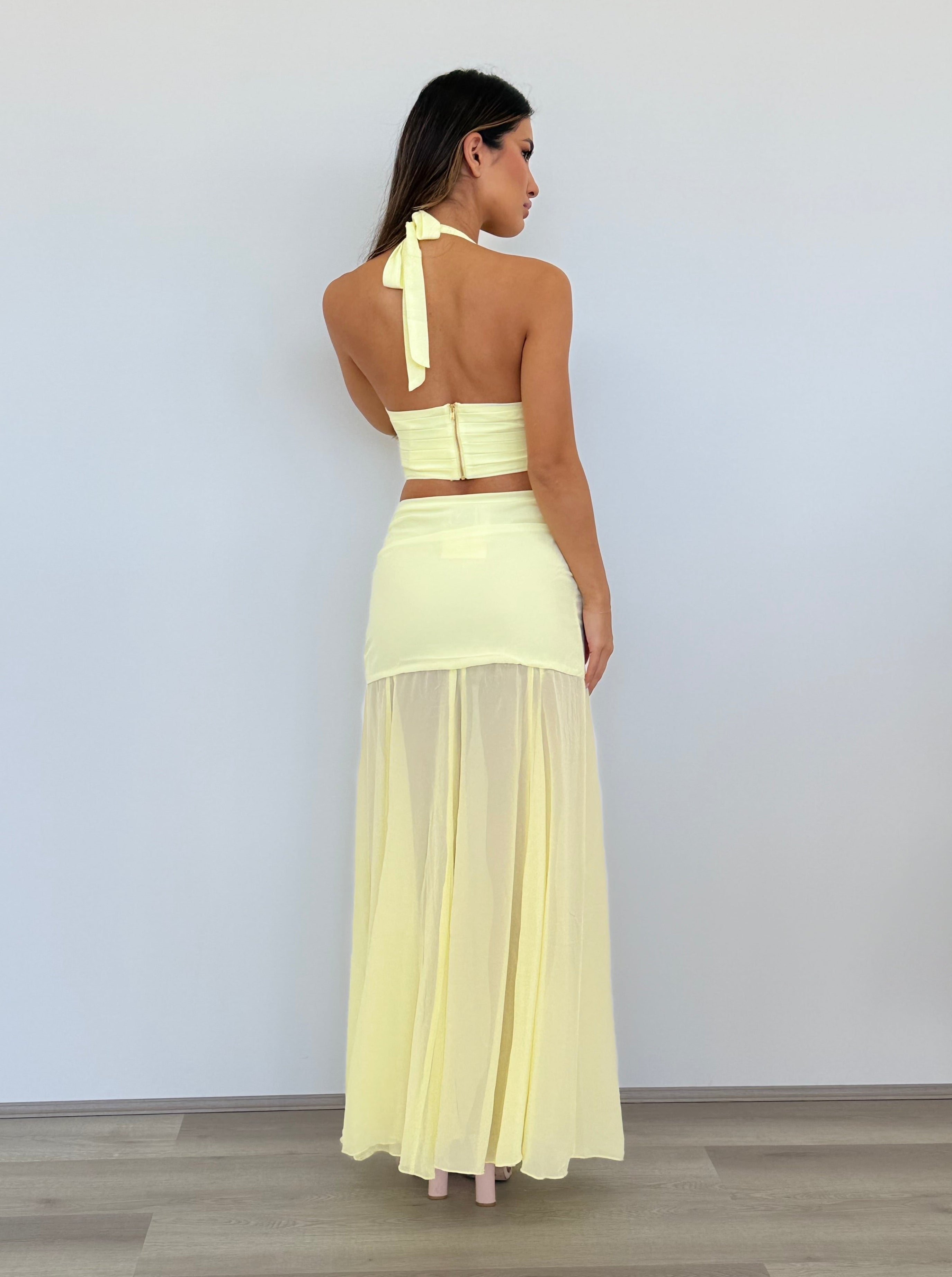 Valletta Top and Maxi Skirt in Lemon