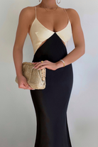 Nico Slip Dress in Sand/Black