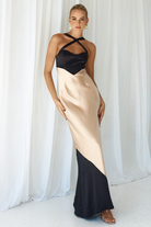 Evita Maxi Dress in Black/sand