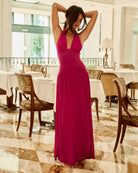 Winona Halter Maxi Dress in Fuchsia by Runaway The Label | Winsome Girl Fashion 