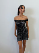 Zuri Mini Dress in Black Polka