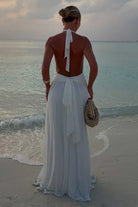Vanessa High Neck Maxi Dress in White