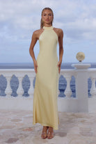  Arabelle High Neck Maxi Dress in Buttermilk