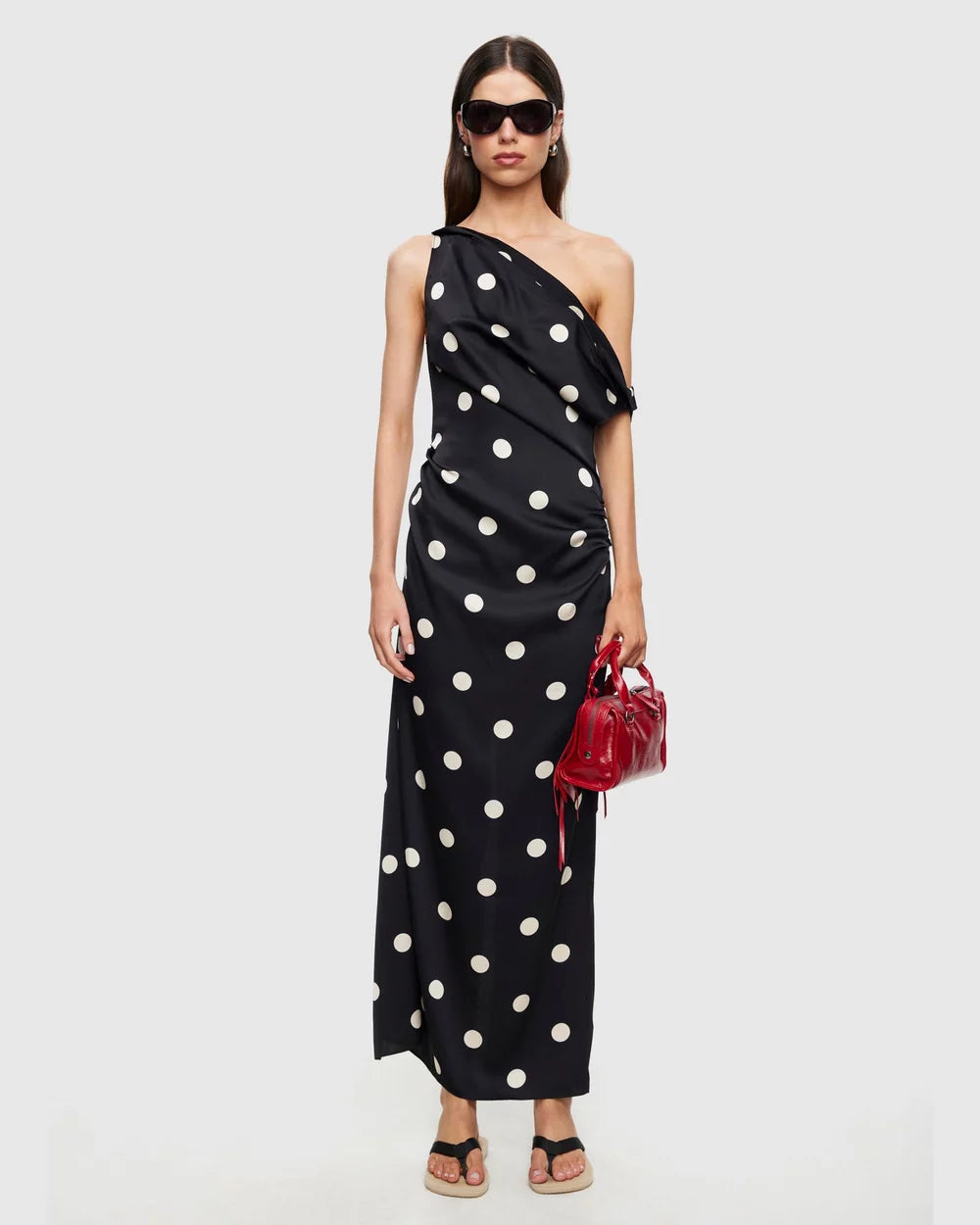 Sweetheart Maxi Dress in Noir Polka by Lioness | Winsome Girl Fashion 