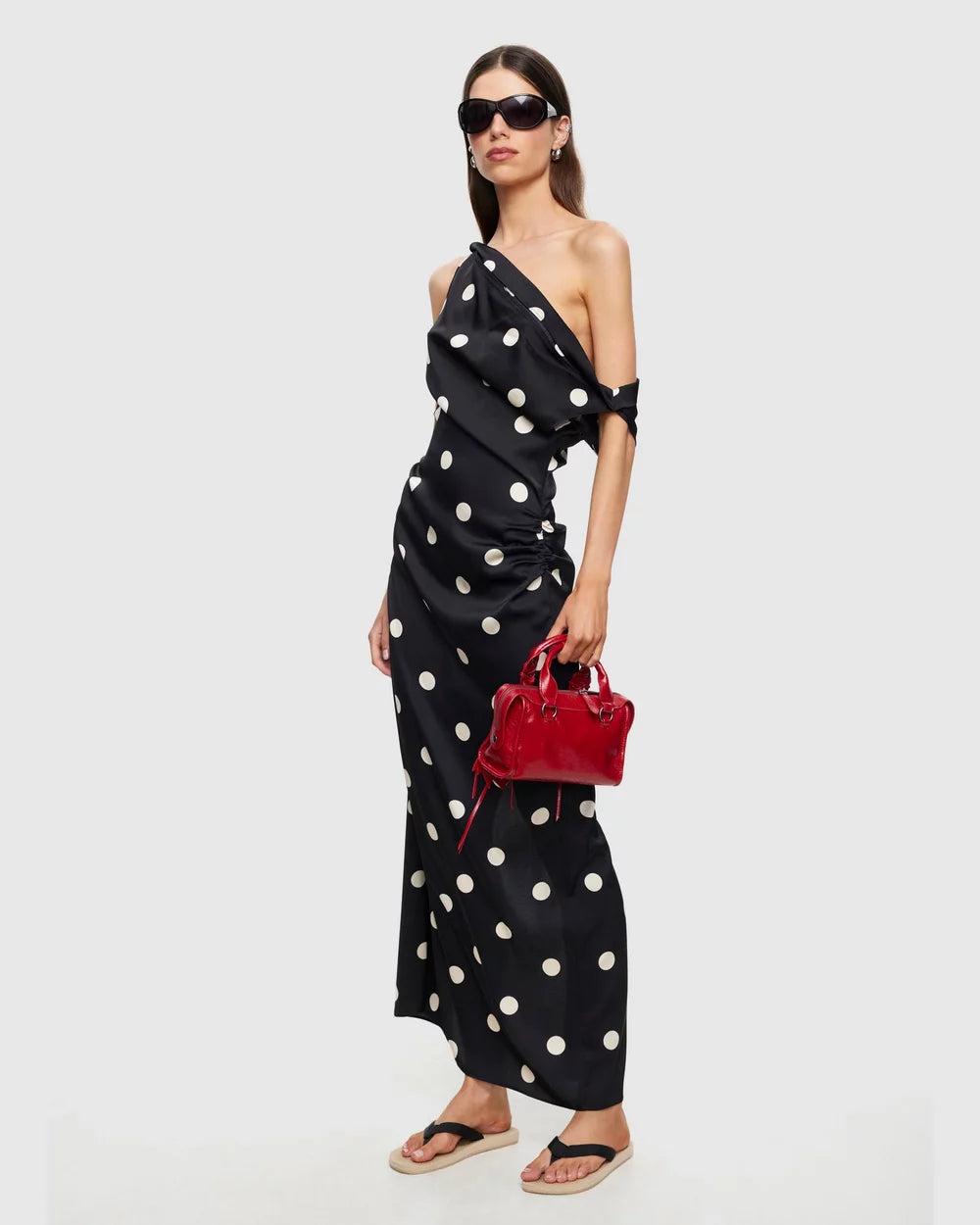 Sweetheart Maxi Dress in Noir Polka by Lioness | Winsome Girl Fashion 