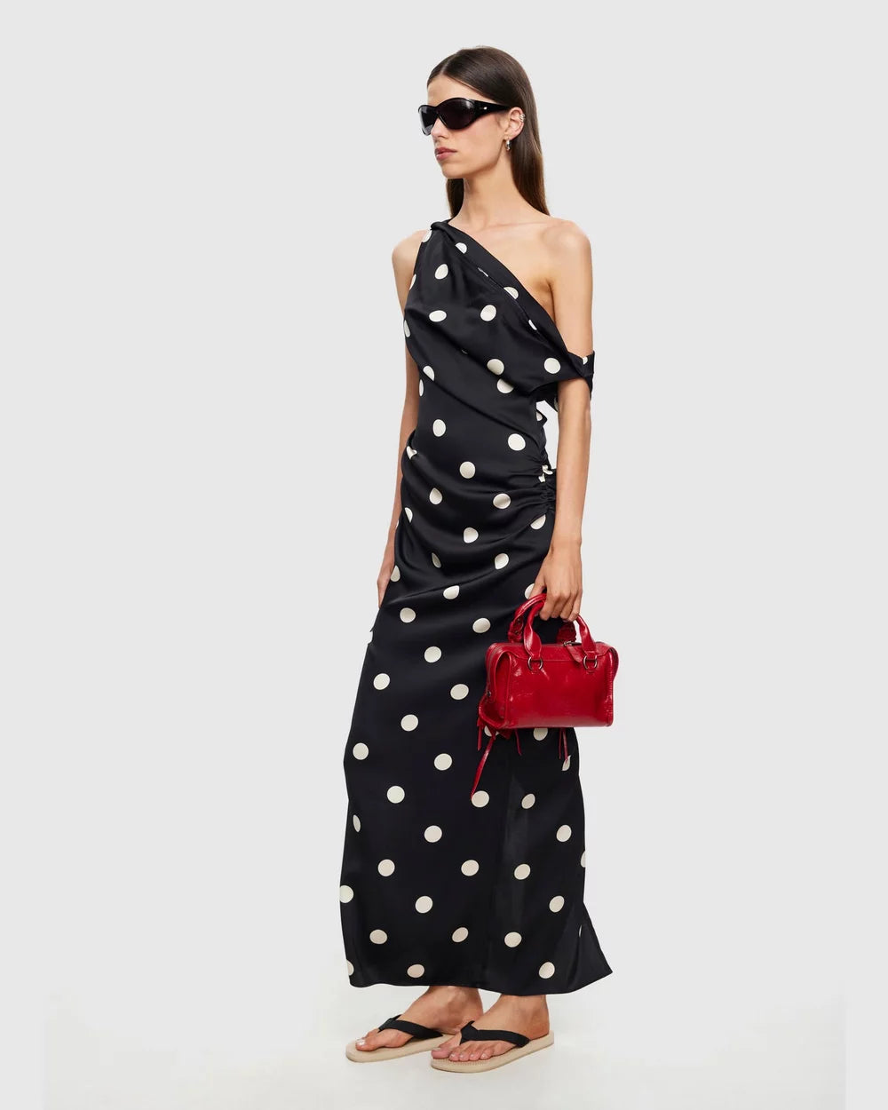 Sweetheart Maxi Dress in Noir Polka by Lioness | Winsome Girl Fashion 