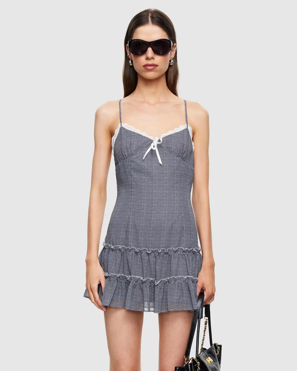 Yves Mini Dress in Noir Gingham by Lioness | Winsome Girl Fashon 