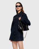 Rider Denim Mini Dress Dark Denim by Lioness | Winsome Girl Fashion 