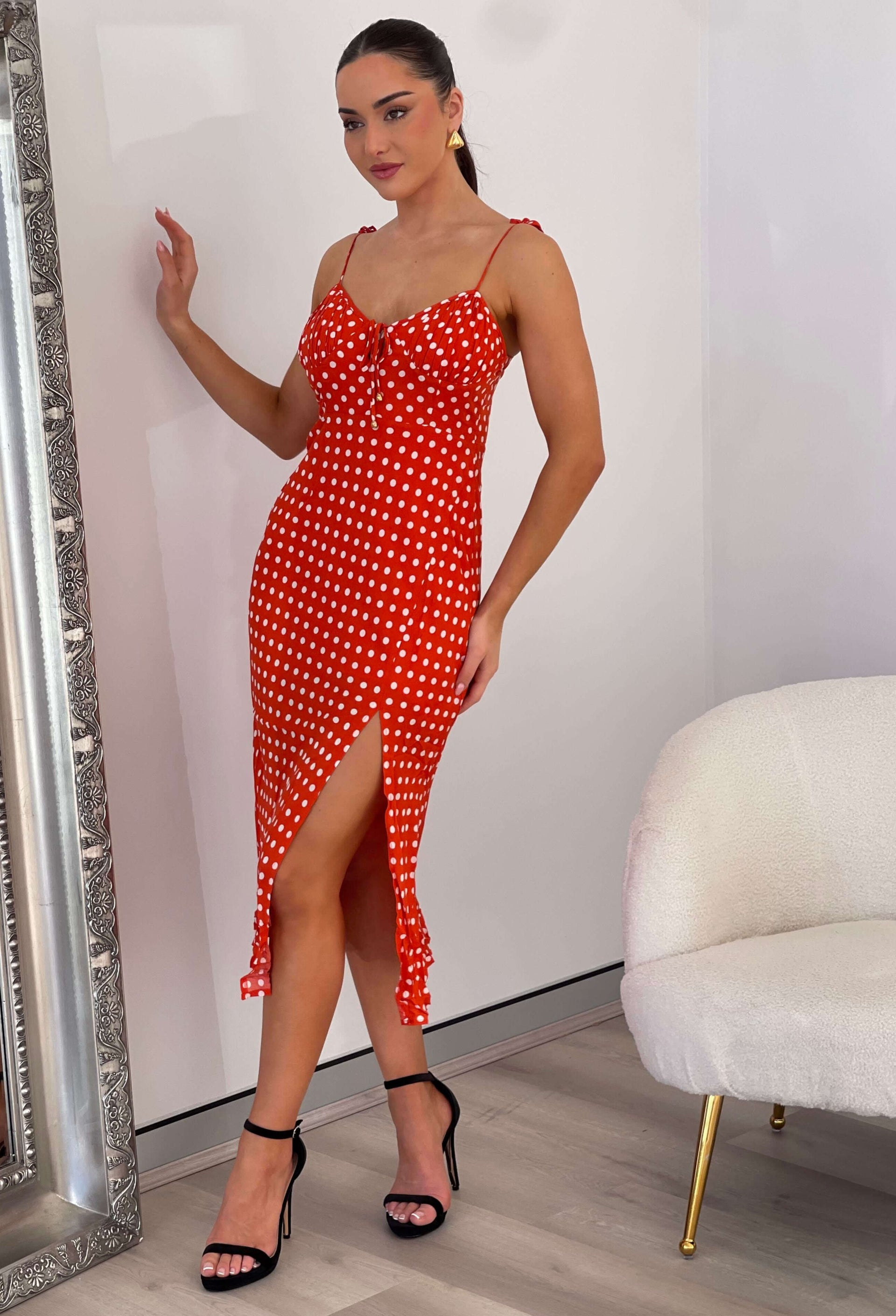 knee length dresses for ladies Rove Linen-Cotton Midi Dress - Crossover Back Ties