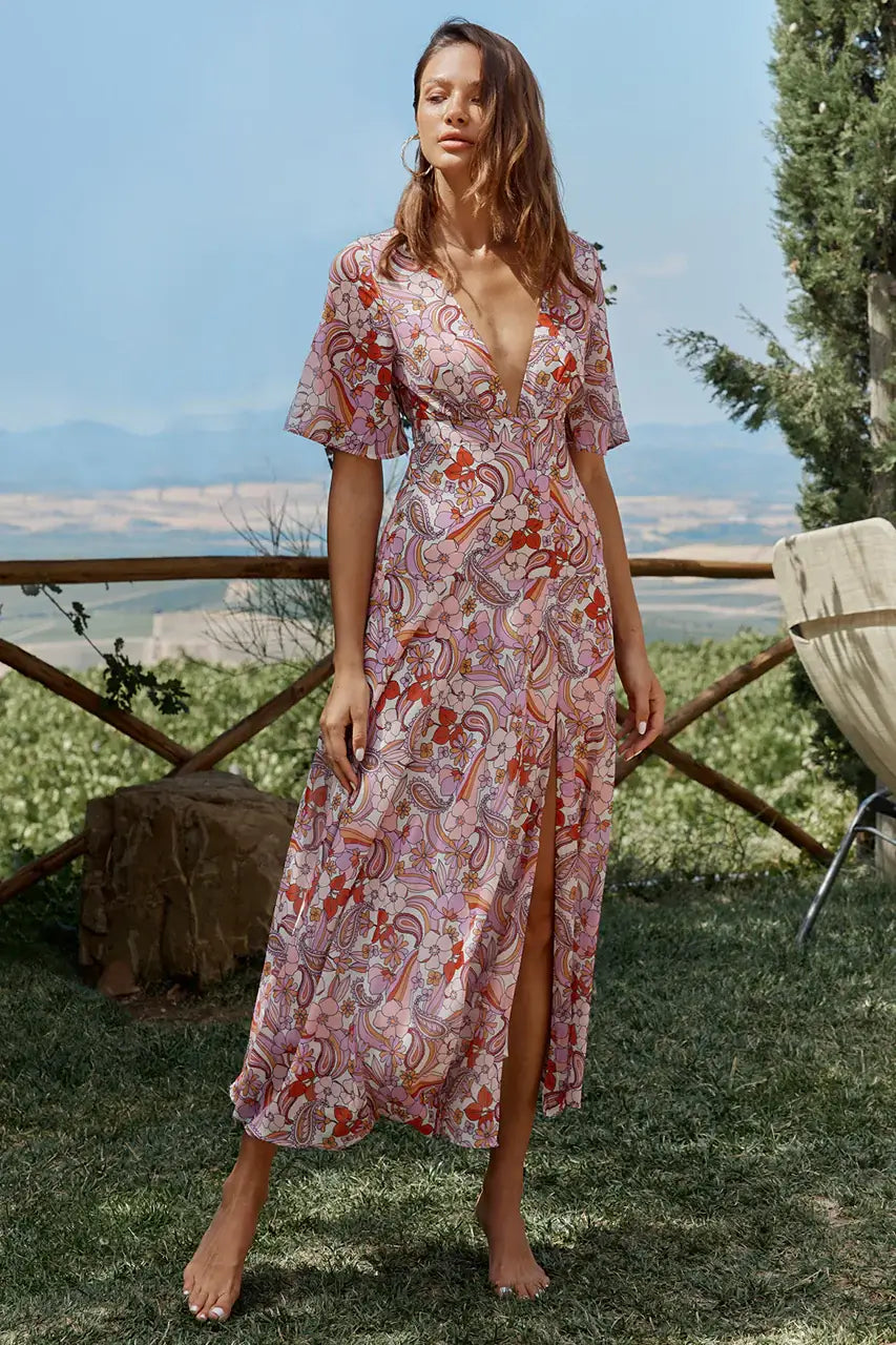 Runaway Monaco Maxi Dress Lilac Floral