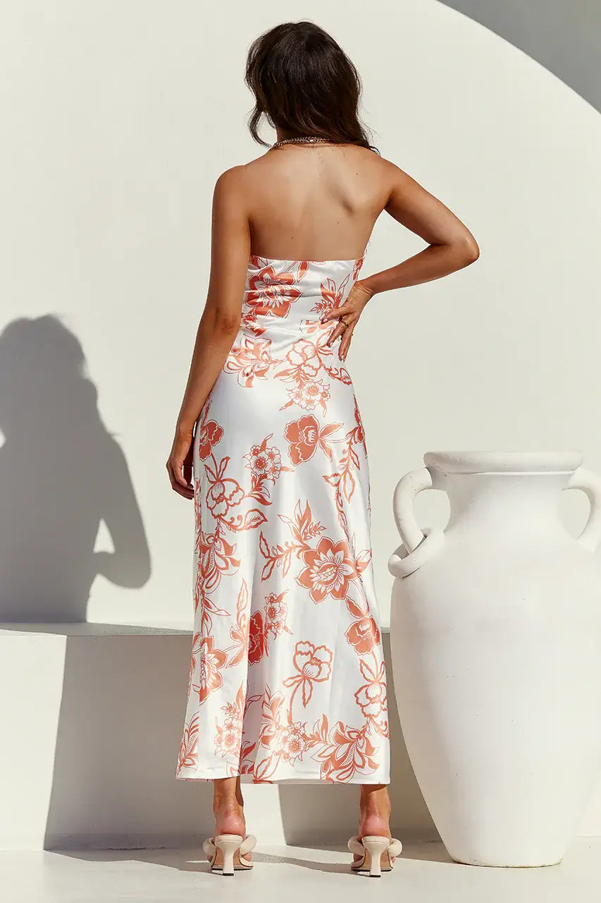 Runaway Caliente Slip Dress Orange Floral