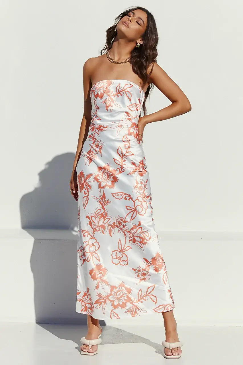 Runaway Caliente Slip Dress Orange Floral