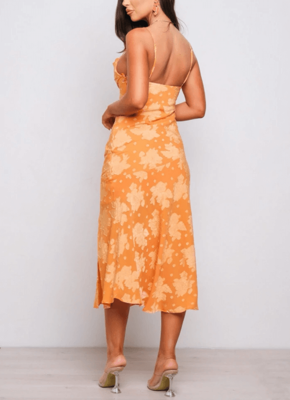 Hailey Midi Slip Dress - Orange